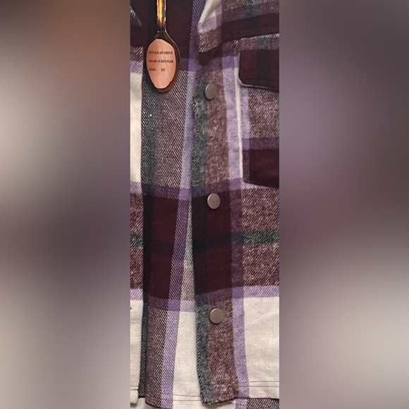 NWT Spoonjeans Plaid Cropped Jacket size 2X Purple Black White Burgundy - Picture 5 of 6